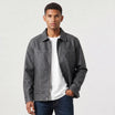 Men's jacket featuring a full zip closure and point collar, designed in a casual suede-look style made from synthetic fabric, perfect for versatile everyday wear. 6