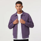 Men's jacket featuring a full zip closure and point collar, designed in a casual suede-look style made from synthetic fabric, perfect for versatile everyday wear. 8