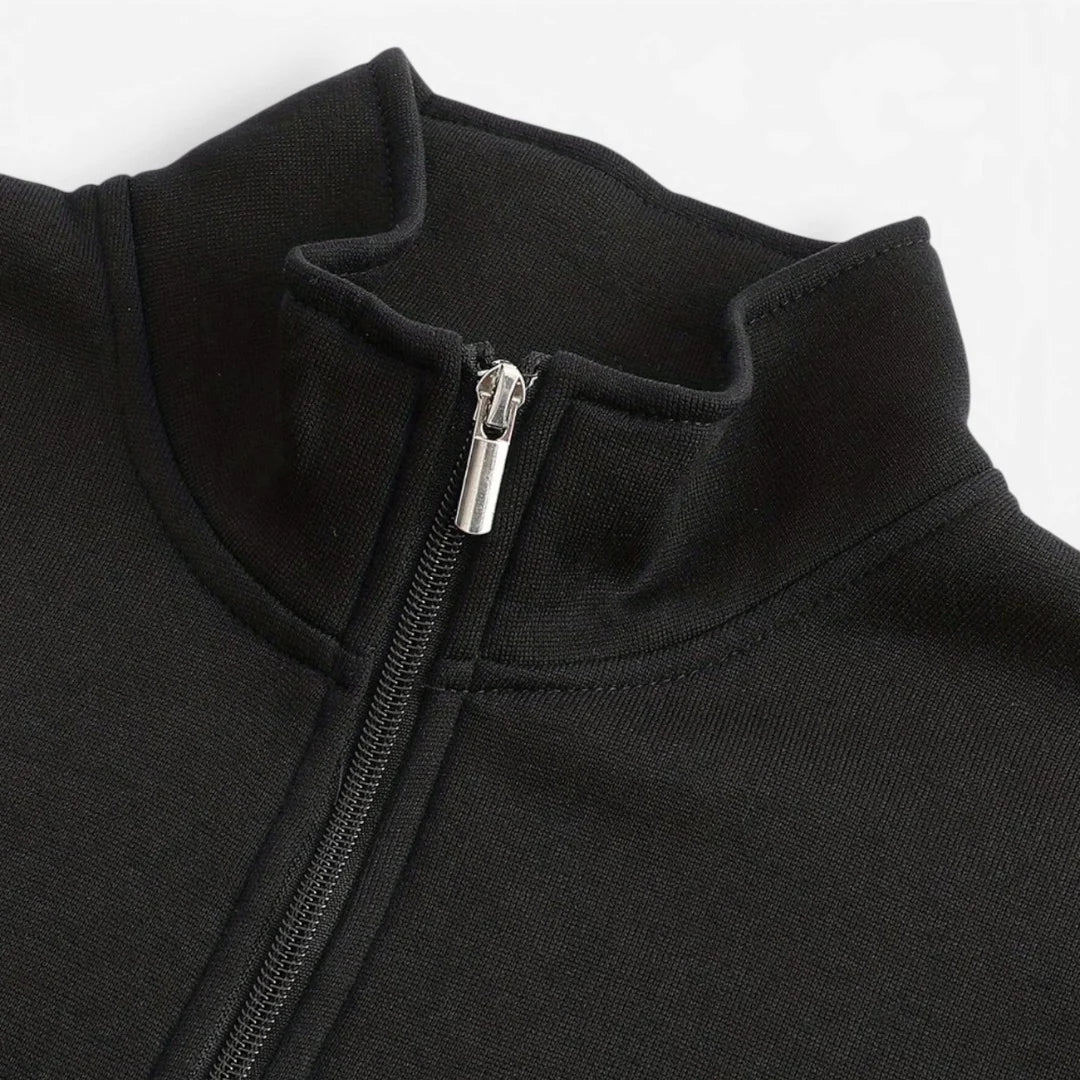 Men's casual knit jacket featuring a high-neck design and full-zip closure, perfect for layering in cool weather. 3