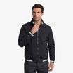 Men's black bomber windbreaker jacket with a regular fit, designed for versatile layering, perfect for casual and outdoor wear. 0