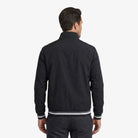 Men's black bomber windbreaker jacket with a regular fit, designed for versatile layering, perfect for casual and outdoor wear. 1