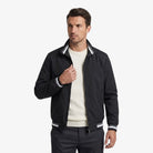 Men's black bomber windbreaker jacket with a regular fit, designed for versatile layering, perfect for casual and outdoor wear. 2