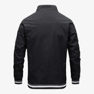 Men's black bomber windbreaker jacket with a regular fit, designed for versatile layering, perfect for casual and outdoor wear. 4