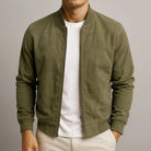 Men's suede-look bomber jacket featuring ribbed cuffs and a full-length zip, perfect for a smart-casual style. 3