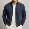 Men's suede-look bomber jacket featuring ribbed cuffs and a full-length zip, perfect for a smart-casual style. 4