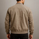 Men's suede-look bomber jacket featuring ribbed cuffs and a full-length zip, perfect for a smart-casual style. 6