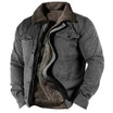 Men's jacket featuring a cozy sherpa lining, snap-front closure, and a casual western style, complete with chest pockets for added functionality. 4