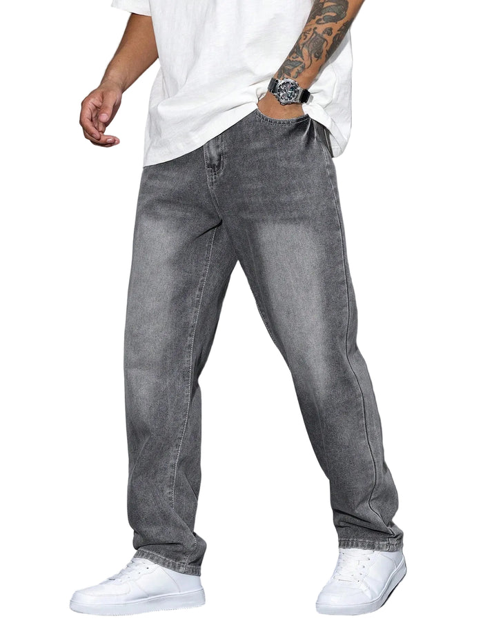 Men’s Jeans with Button Closure and Belt Loops