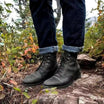 Men's leather ankle boots featuring a classic cap-toe design, lace-up closure, durable PU upper, and rugged rubber sole for enhanced traction and comfort 1