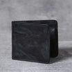 Men's leather wallet featuring a slim bi-fold design, durable cowhide material, and a convenient snap coin pocket, ideal for stylish and organized storage. 9