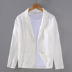 Men's linen blazer jacket featuring a casual fit, made from a lightweight breathable cotton blend, perfect for summer events. 0