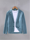 Men's linen blazer jacket featuring a casual fit, made from a lightweight breathable cotton blend, perfect for summer events. 1