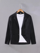 Men's linen blazer jacket featuring a casual fit, made from a lightweight breathable cotton blend, perfect for summer events. 3