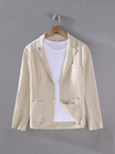Men's linen blazer jacket featuring a casual fit, made from a lightweight breathable cotton blend, perfect for summer events. 4