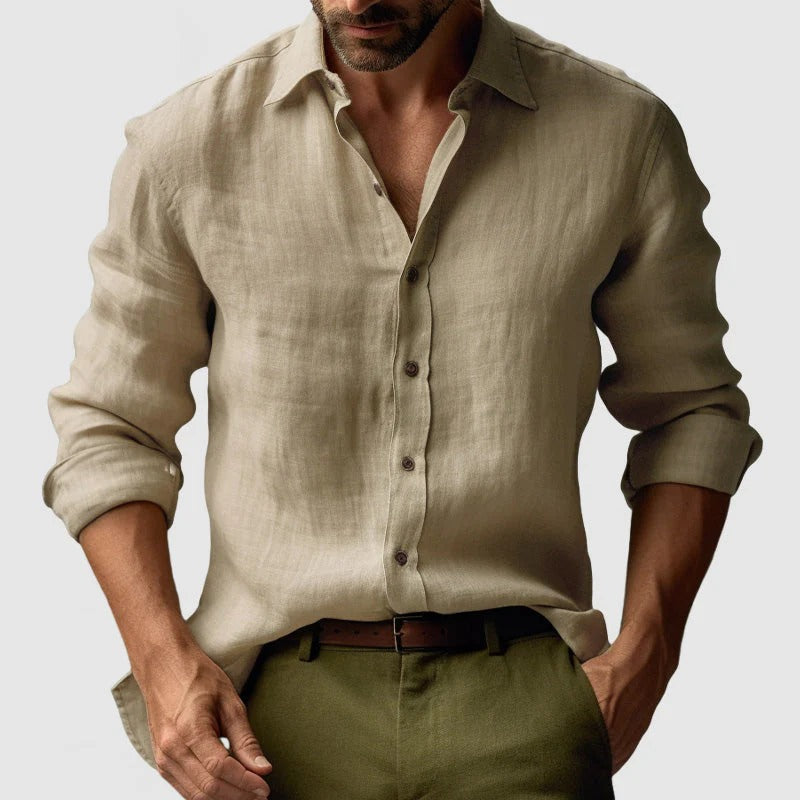 Men's long sleeve button-up shirt in regular fit, made from woven fabric, perfect for casual and formal occasions, available in six stylish colors. 0