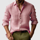 Men's long sleeve button-up shirt in regular fit, made from woven fabric, perfect for casual and formal occasions, available in six stylish colors. 3