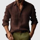 Men's long sleeve button-up shirt in regular fit, made from woven fabric, perfect for casual and formal occasions, available in six stylish colors. 4
