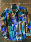 Men's long sleeve casual shirt featuring a stylish patchwork design in a relaxed fit, perfect for everyday wear or social occasions. 2