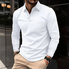 Men's long sleeve polo shirt with collar in a slim fit classic design, crafted from soft fabric for comfort and style. 0