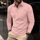 Men's long sleeve polo shirt with collar in a slim fit classic design, crafted from soft fabric for comfort and style. 2