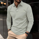 Men's long sleeve polo shirt with collar in a slim fit classic design, crafted from soft fabric for comfort and style. 4