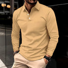 Men's long sleeve polo shirt with collar in a slim fit classic design, crafted from soft fabric for comfort and style. 6