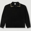 Men's long sleeve t-shirt with a stylish folded collar, made from 360gsm cotton, available in black and khaki, perfect for casual wear 0