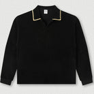 Men's long sleeve t-shirt with a stylish folded collar, made from 360gsm cotton, available in black and khaki, perfect for casual wear 0