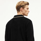 Men's long sleeve t-shirt with a stylish folded collar, made from 360gsm cotton, available in black and khaki, perfect for casual wear 3