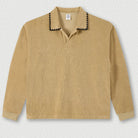 Men's long sleeve t-shirt with a stylish folded collar, made from 360gsm cotton, available in black and khaki, perfect for casual wear 8