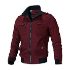 Men's military-style bomber jacket featuring a multi-pocket design, casual zip-up closure, and crafted from a durable polyester blend. Perfect for stylish outdoor wear 3