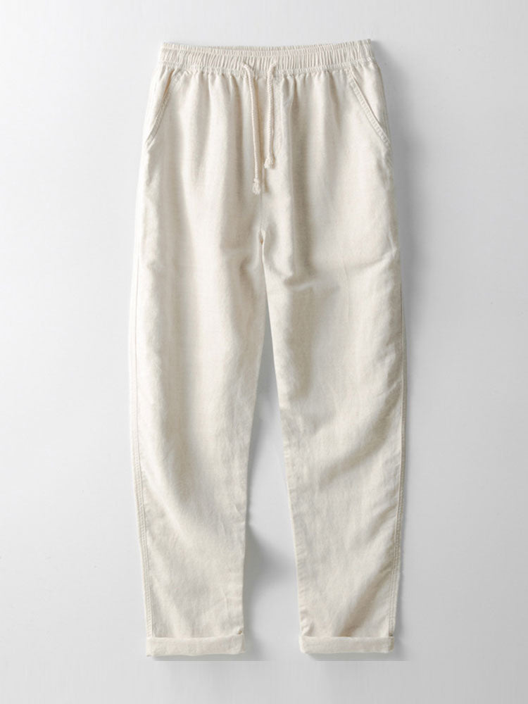 Men's Outfit Set with Knitted Waffle Shirt and Linen Pants – Casual Summer Style for Men 7