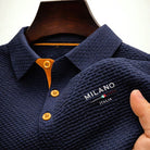 Men's Polo Shirt with Milano Button Placket and Textured Surface – Classic Fit Cotton Blend 3