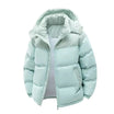 Men's puffer jacket with hood and full zip closure, featuring a quilted design for warmth, ideal winter coat for cold weather. 4