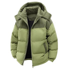 Men's puffer jacket with hood and full zip closure, featuring a quilted design for warmth, ideal winter coat for cold weather. 5