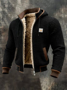 Men's quilted jacket featuring a cozy sherpa fleece lining and an adjustable hood, designed for warmth and style in winter outerwear. 1