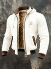 Men's quilted jacket featuring a cozy sherpa fleece lining and an adjustable hood, designed for warmth and style in winter outerwear. 2