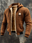 Men's quilted jacket featuring a cozy sherpa fleece lining and an adjustable hood, designed for warmth and style in winter outerwear. 4