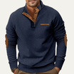 Men's ribbed knit long sleeve shirt featuring stylish elbow patches, available in grey, beige, navy, and white, made with stretch fabric for comfort 2