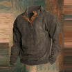 Men's ribbed pullover sweater featuring a stylish collar button placket, perfect for casual outings and comfortable layering. 2