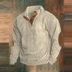 Men's ribbed pullover sweater featuring a stylish collar button placket, perfect for casual outings and comfortable layering. 3