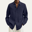 Men's long sleeve button-up shirt featuring a relaxed fit and smooth woven fabric, available in multiple colors for versatile styling. 4