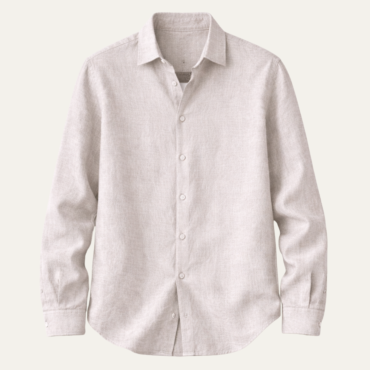 Men's long sleeve button-up shirt featuring a relaxed fit and smooth woven fabric, available in multiple colors for versatile styling. 6