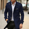 Men's slim-fit wool trench coat featuring a double-breasted design, mid-length cut, and classic style for a sophisticated look. 1