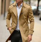 Men's slim-fit wool trench coat featuring a double-breasted design, mid-length cut, and classic style for a sophisticated look. 4