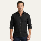Men's slim fit long sleeve shirt made from smooth woven fabric, suitable for both casual and formal occasions, available in black, white, and sage grey 0