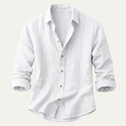 Men's slim fit long sleeve shirt made from smooth woven fabric, suitable for both casual and formal occasions, available in black, white, and sage grey 5