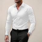 Men's slim fit shirt designed for spring, featuring a modern aesthetic suitable for both casual and smart casual occasions, crafted for comfort and style. 3