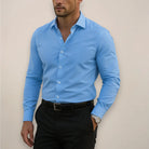 Men's slim fit shirt designed for spring, featuring a modern aesthetic suitable for both casual and smart casual occasions, crafted for comfort and style. 6