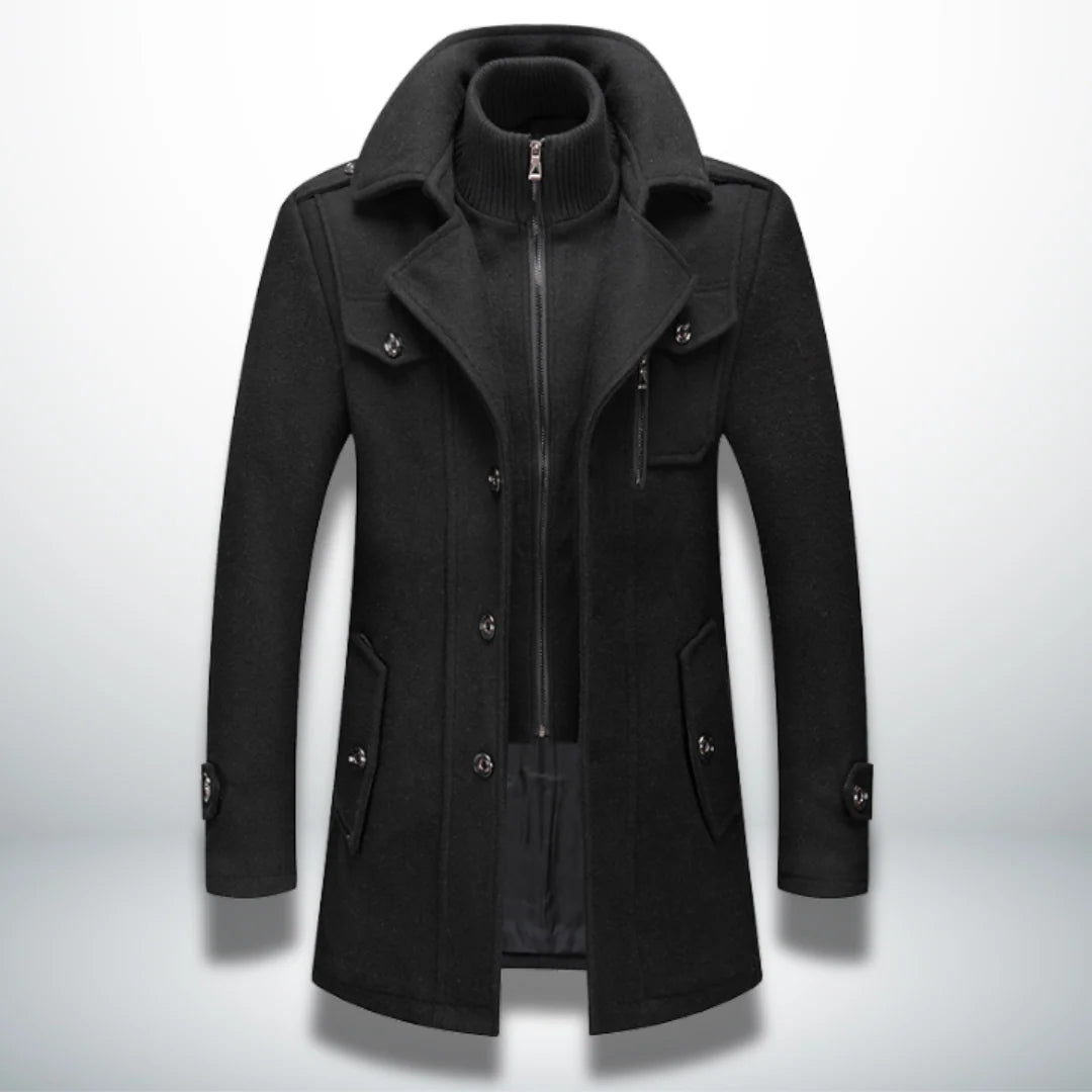 Men's smart-casual coat featuring a button closure and classic tailored fit, perfect for versatile styling in both formal and casual settings. 2